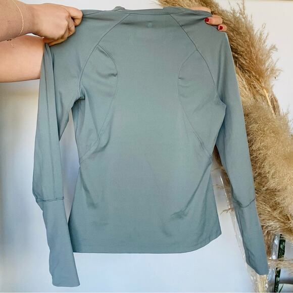 YOGALICIOUS LUX Slate Grey Blue Half Offset Zip Long Sleeve Top Shirt Jacket S - Picture 6 of 6